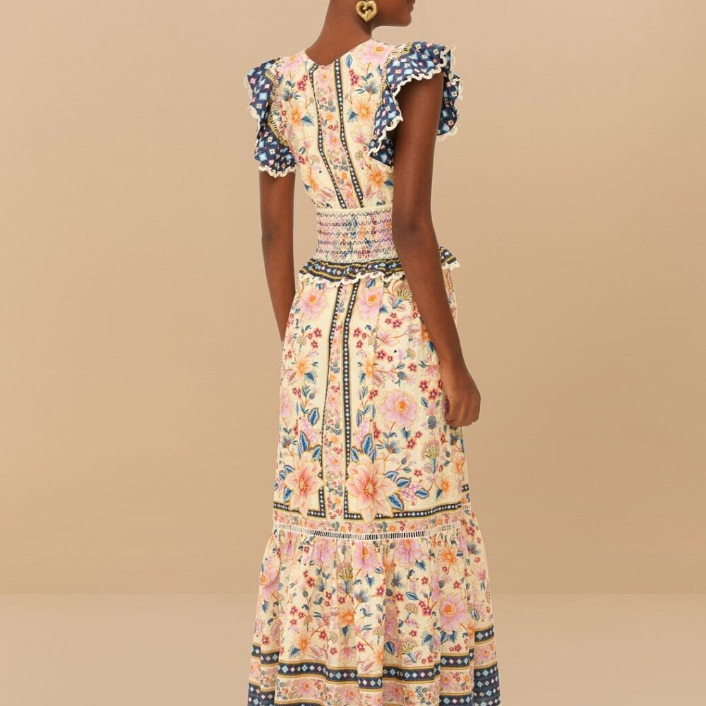 NWT L FARM Rio Superbloom Tapestry Cream Maxi Dress - Picture 8 of 16